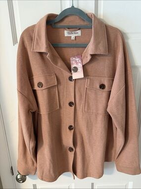 NWT Hippie Rose Brushed Soft Button
Down Shirt Jacket Shacket Rosy Tan M